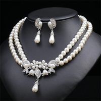 Elegant Queen Round Imitation Pearl Alloy Beaded Alloy Pearl Gold Plated Women's Earrings Necklace Jewelry Set main image 2