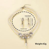 Elegant Queen Round Imitation Pearl Alloy Beaded Alloy Pearl Gold Plated Women's Earrings Necklace Jewelry Set main image 6