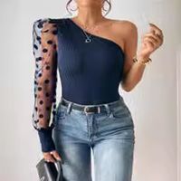 Women's Blouse Long Sleeve T-Shirts Patchwork Streetwear Polka Dots main image 5