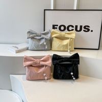 Women's Medium Pu Leather Solid Color Streetwear Bowknot Square Zipper Handbag main image video
