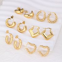 1 Pair IG Style Geometric Solid Color Plating 304 Stainless Steel Hoop Earrings main image 2