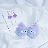 2 Pairs Cute Classic Style Cartoon Heart Shape Candy Crochet Lace Synthetic Resin Cotton Rhodium Plated Drop Earrings main image 5