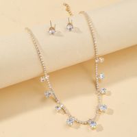 Copper 18K Gold Plated Luxurious Simple Style Shiny Inlay Geometric Zircon Jewelry Set main image 3