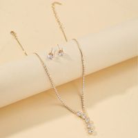 Copper 18K Gold Plated Luxurious Simple Style Shiny Inlay Geometric Zircon Jewelry Set main image 1