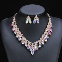 Elegant Luxurious Solid Color Alloy Plating Inlay Alloy Crystal Rhinestones Gold Plated Women's Earrings Necklace Jewelry Set main image 1