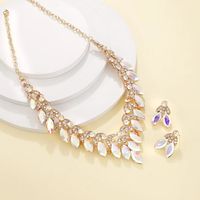 Elegant Luxurious Solid Color Alloy Plating Inlay Alloy Crystal Rhinestones Gold Plated Women's Earrings Necklace Jewelry Set main image 2