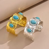 Hip-Hop Retro Solid Color Alloy Inlay Turquoise Women's main image 1