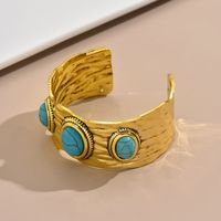 Hip-Hop Retro Solid Color Alloy Inlay Turquoise Women's main image 5