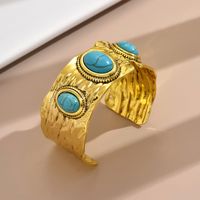 Hip-Hop Retro Solid Color Alloy Inlay Turquoise Women's main image 6