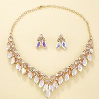 Elegant Luxurious Solid Color Alloy Plating Inlay Alloy Crystal Rhinestones Gold Plated Women's Earrings Necklace Jewelry Set main image 4