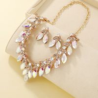 Elegant Luxurious Solid Color Alloy Plating Inlay Alloy Crystal Rhinestones Gold Plated Women's Earrings Necklace Jewelry Set main image 5
