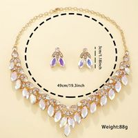 Elegant Luxurious Solid Color Alloy Plating Inlay Alloy Crystal Rhinestones Gold Plated Women's Earrings Necklace Jewelry Set main image 6