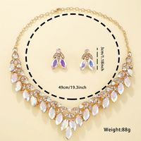 Elegante Lujoso Color Sólido Aleación Enchapado Embutido Aleación Cristal Diamantes De Imitación Chapado En Oro Mujeres Aretes Collar Conjunto De Joyas main image 6