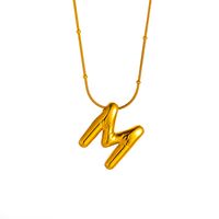 Titan Stahl 18 Karat Vergoldet Basic Einfacher Stil Klassischer Stil Überzug Brief Halskette Mit Anhänger main image 2