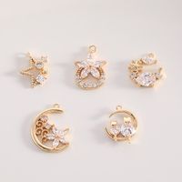 Basic Modern Style Classic Style Star Moon 14K Gold Plated Zircon Copper Wholesale Jewelry Accessories main image 5