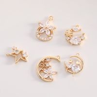 Basic Modern Style Classic Style Star Moon 14K Gold Plated Zircon Copper Wholesale Jewelry Accessories main image 1