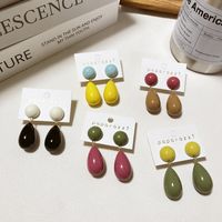 1 Pair Casual Simple Style Round Water Droplets Stoving Varnish Resin Drop Earrings main image 1