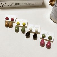 1 Pair Casual Simple Style Round Water Droplets Stoving Varnish Resin Drop Earrings main image 2