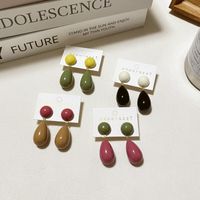 1 Pair Casual Simple Style Round Water Droplets Stoving Varnish Resin Drop Earrings main image 5