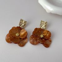 1 Pair Basic Modern Style Classic Style Flower Stoving Varnish Arylic Copper Drop Earrings sku image 2