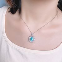 Sterling Silver Simple Style Classic Style Inlay Solid Color Lab-grown Gemstone Pendant Necklace main image 1