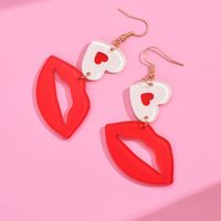 1 Pair Lady Sweet Geometric Lips Heart Shape Polishing Arylic Resin Drop Earrings main image 3