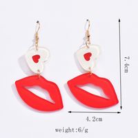 1 Pair Lady Sweet Geometric Lips Heart Shape Polishing Arylic Resin Drop Earrings main image 7