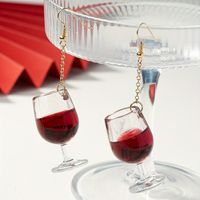 1 Pair Basic Modern Style Classic Style Wine Glass Arylic Alloy Drop Earrings main image 3