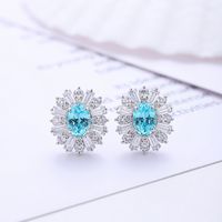 Sterling Silver Simple Style Classic Style Inlay Geometric Lab-grown Gemstone Ear Studs main image 1
