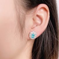 Sterling Silver Simple Style Classic Style Inlay Geometric Lab-grown Gemstone Ear Studs main image 2