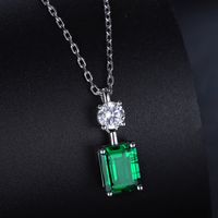 Sterling Silver Simple Style Classic Style Inlay Square Lab-grown Gemstone Pendant Necklace main image 1