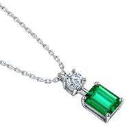Sterling Silver Simple Style Classic Style Inlay Square Lab-grown Gemstone Pendant Necklace main image 2