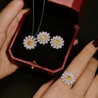 Style Simple Style Classique Fleur Argent Sterling Incruster Zircon Femmes Ensemble De Bijoux main image 5