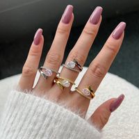 Sterling Silver Simple Style Classic Style Inlay Solid Color Zircon Rings main image 1