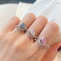 Sterling Silver Simple Style Classic Style Inlay Solid Color Zircon Rings main image 1