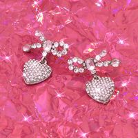 1 Pair Elegant Lady Modern Style Heart Shape Inlay Alloy Rhinestones Drop Earrings main image 5