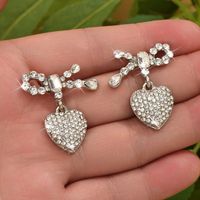 1 Pair Elegant Lady Modern Style Heart Shape Inlay Alloy Rhinestones Drop Earrings main image 6