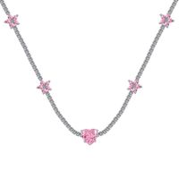 Sterling Silver Simple Style Classic Style Inlay Heart Shape Rhinestones Necklace sku image 1
