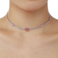 Argent Sterling Style Simple Style Classique Incruster Forme De Cœur Strass Collier main image 3