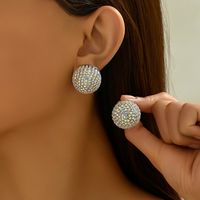1 Pair Simple Style Classic Style Solid Color Inlay Alloy Rhinestones Ear Studs main image 1