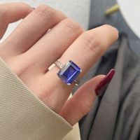 Sterling Silver Simple Style Classic Style Inlay Solid Color Zircon Rings main image 3