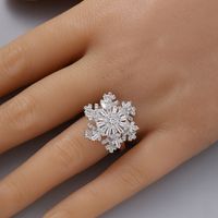 Copper Elegant Lady Snowflake Open Rings main image 5
