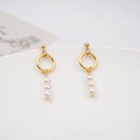 1 Pair Casual Vintage Style Ethnic Style Geometric Plating Inlay Imitation Pearl Copper Pearl Gold Plated Drop Earrings main image 5