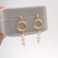 1 Pair Casual Vintage Style Ethnic Style Geometric Plating Inlay Imitation Pearl Copper Pearl Gold Plated Drop Earrings main image 1