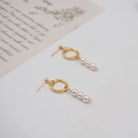 1 Pair Casual Vintage Style Ethnic Style Geometric Plating Inlay Imitation Pearl Copper Pearl Gold Plated Drop Earrings main image 6