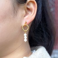 1 Pair Casual Vintage Style Ethnic Style Geometric Plating Inlay Imitation Pearl Copper Pearl Gold Plated Drop Earrings main image 2