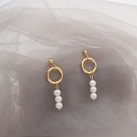 1 Pair Casual Vintage Style Ethnic Style Geometric Plating Inlay Imitation Pearl Copper Pearl Gold Plated Drop Earrings main image 7