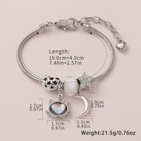 Wholesale Jewelry Cute Simple Style Moon Heart Shape Cat Alloy Copper Rhinestones Hollow Out Inlay Bracelets main image 3