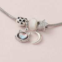 Wholesale Jewelry Cute Simple Style Moon Heart Shape Cat Alloy Copper Rhinestones Hollow Out Inlay Bracelets main image 2