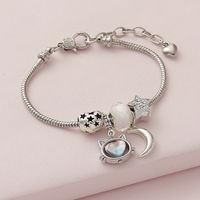 Wholesale Jewelry Cute Simple Style Moon Heart Shape Cat Alloy Copper Rhinestones Hollow Out Inlay Bracelets main image 4